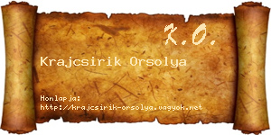 Krajcsirik Orsolya névjegykártya